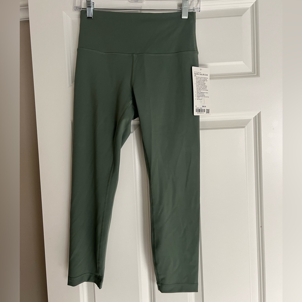 Lululemon Wunder Train HR Crop 23” legging Grey Eucalyptus Sz 8 new w/tag!